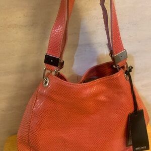 PRUNE Coral Leather Snake Print Design Shoulder Bag